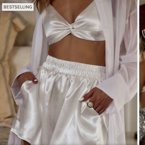 12th Tribe 2 piece white satin set